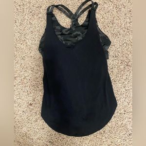 Fabletics Built in Bra Tank Black Tank, Camo bra